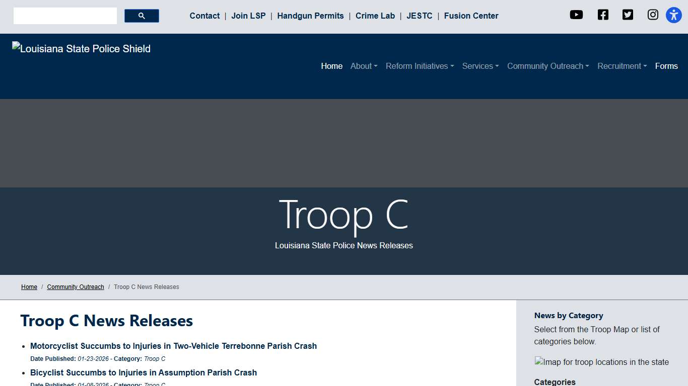 Troop C News Releases - Louisiana State Police