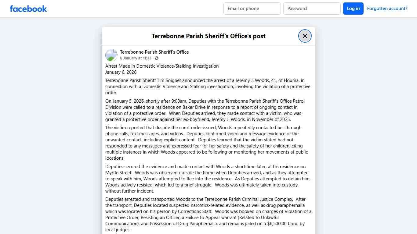 Arrest Made in... - Terrebonne Parish Sheriff's Office Facebook